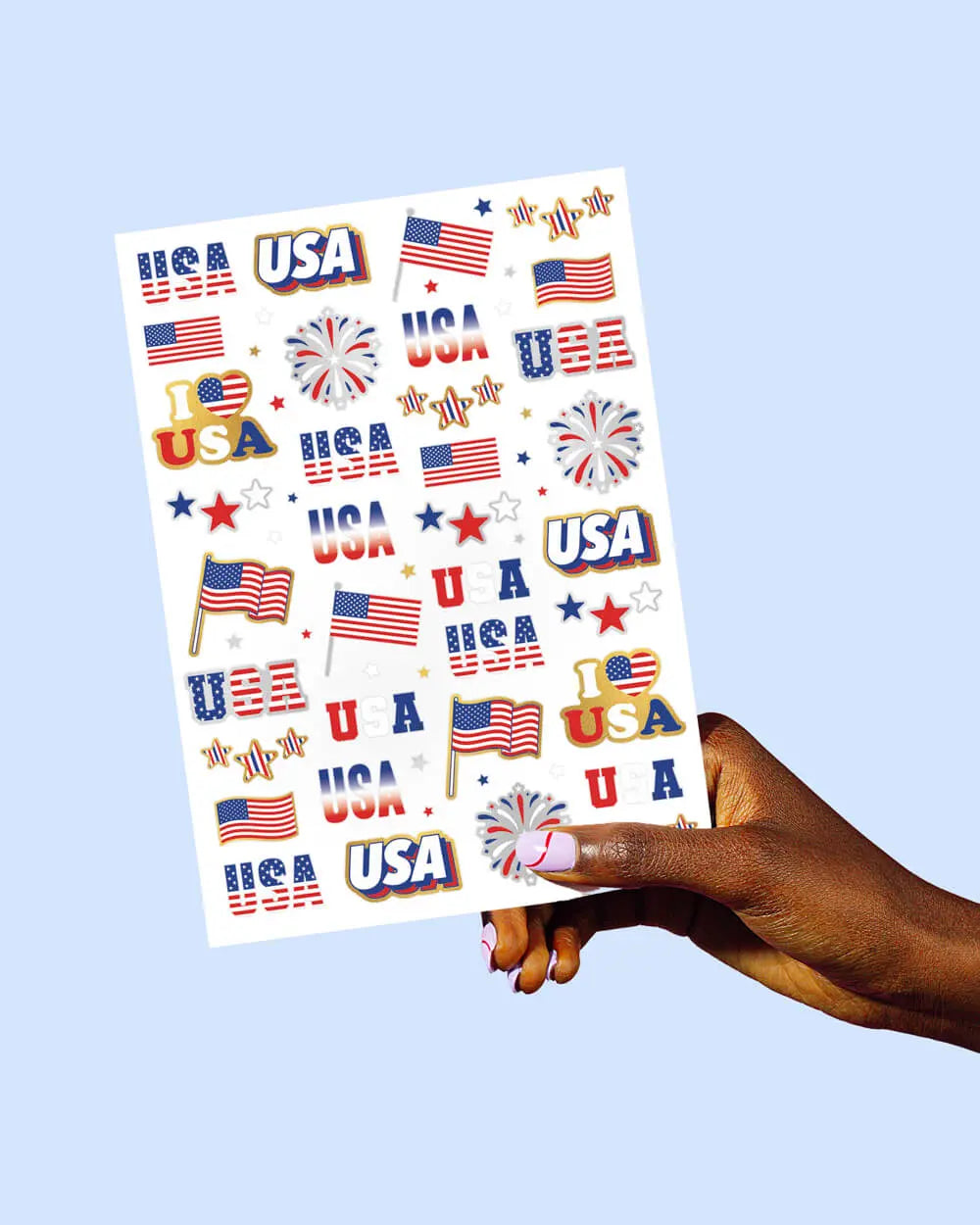Stars & Stripes Tats - 70 foil temporary tattoos xo, Fetti