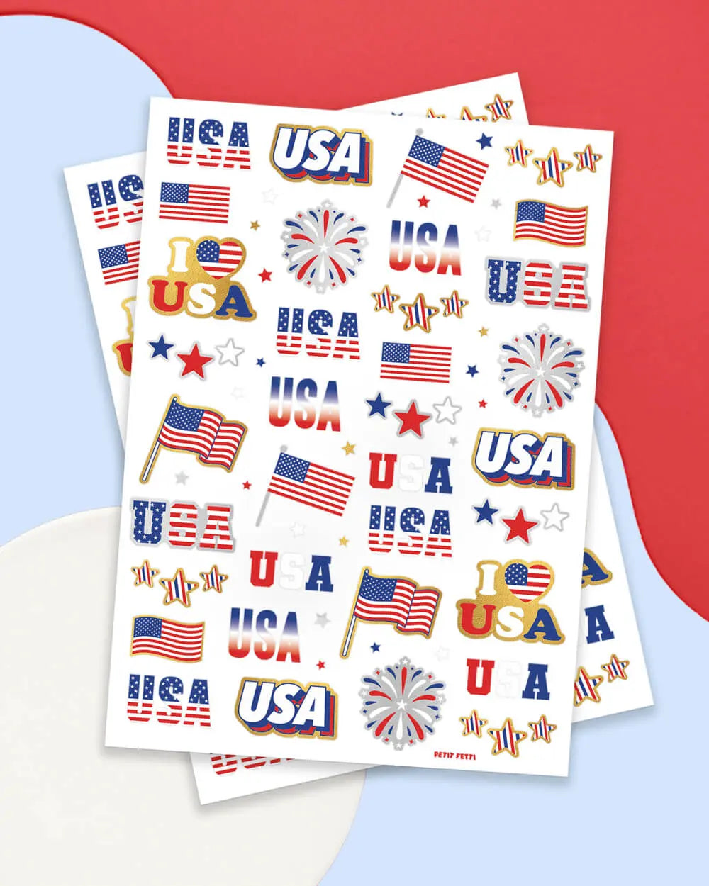 Stars & Stripes Tats - 70 foil temporary tattoos xo, Fetti