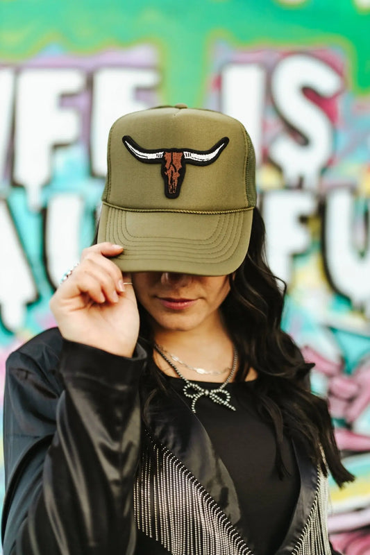 Steer Skull Patch Trucker Hat Wild Junkie