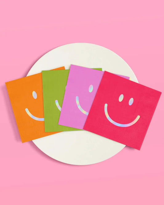 Super Smiley Napkins - 24 foil napkins xo, Fetti
