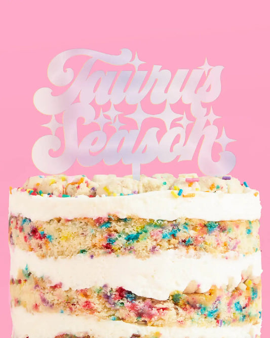 Taurus Season Cake Topper - acrylic cake topper xo, Fetti