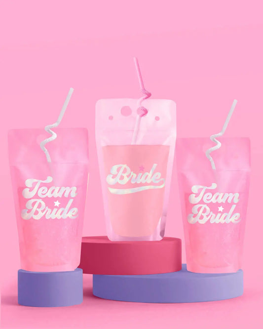 Team Bride Sippers - 16 drink pouches xo, Fetti