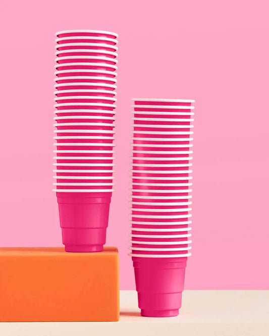 That's Hot Shots - 50 hot pink plastic cups xo, Fetti