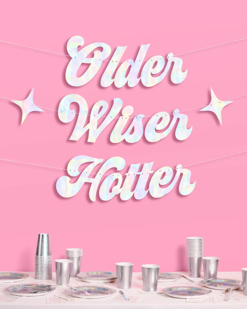 The Motto Banner 2.0 - iridescent foil banner xo, Fetti