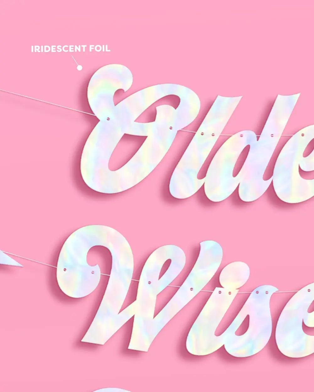 The Motto Banner 2.0 - iridescent foil banner xo, Fetti