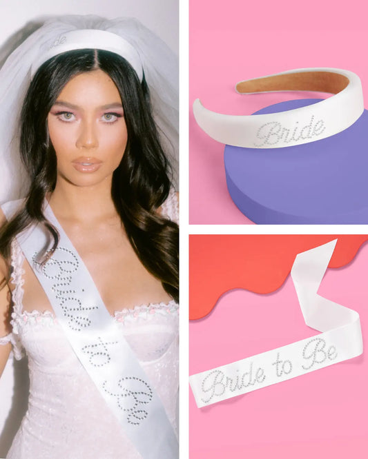 The Noncommittal Pack - veil headband + sash xo, Fetti