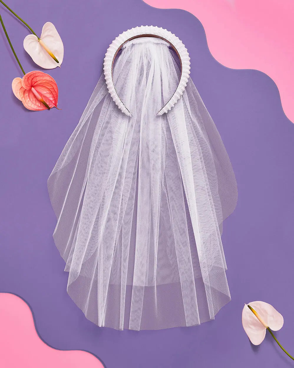 The Noncommittal - headband w/ removable veil xo, Fetti