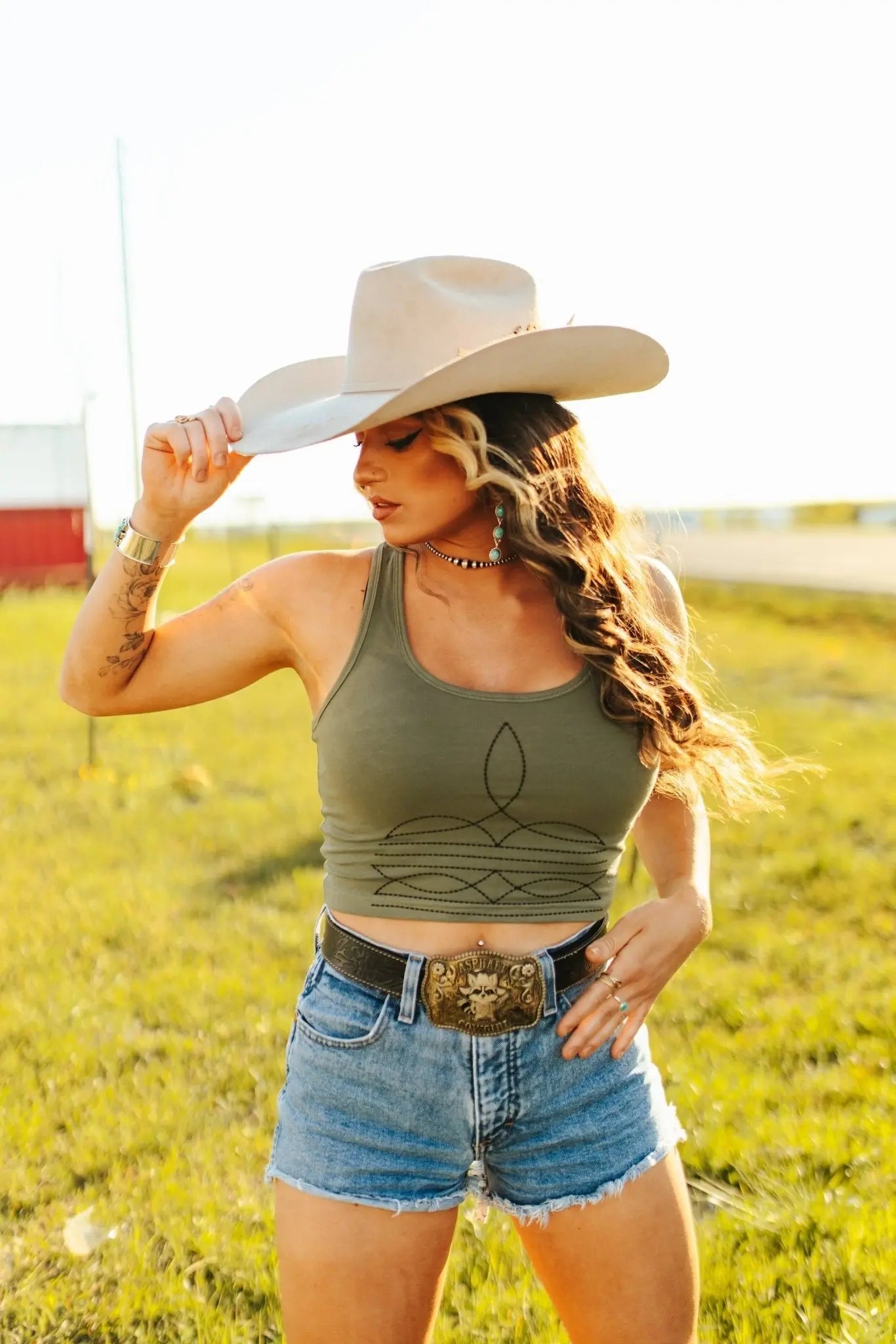 The Original, Viral Boot Stitch Western Tank Top Wild Junkie