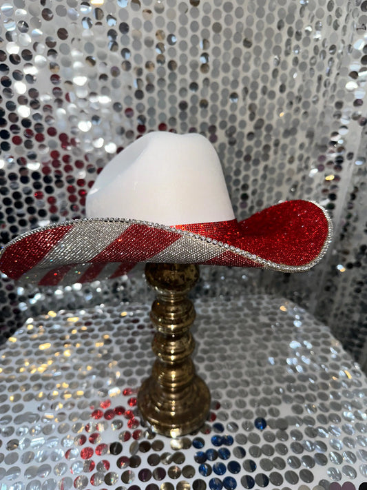 The "America" Hat - Red On Top Rhinestone Cowgirl