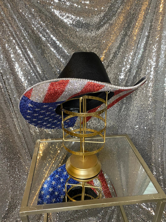 The "America" Hat in Black Rhinestone Cowgirl