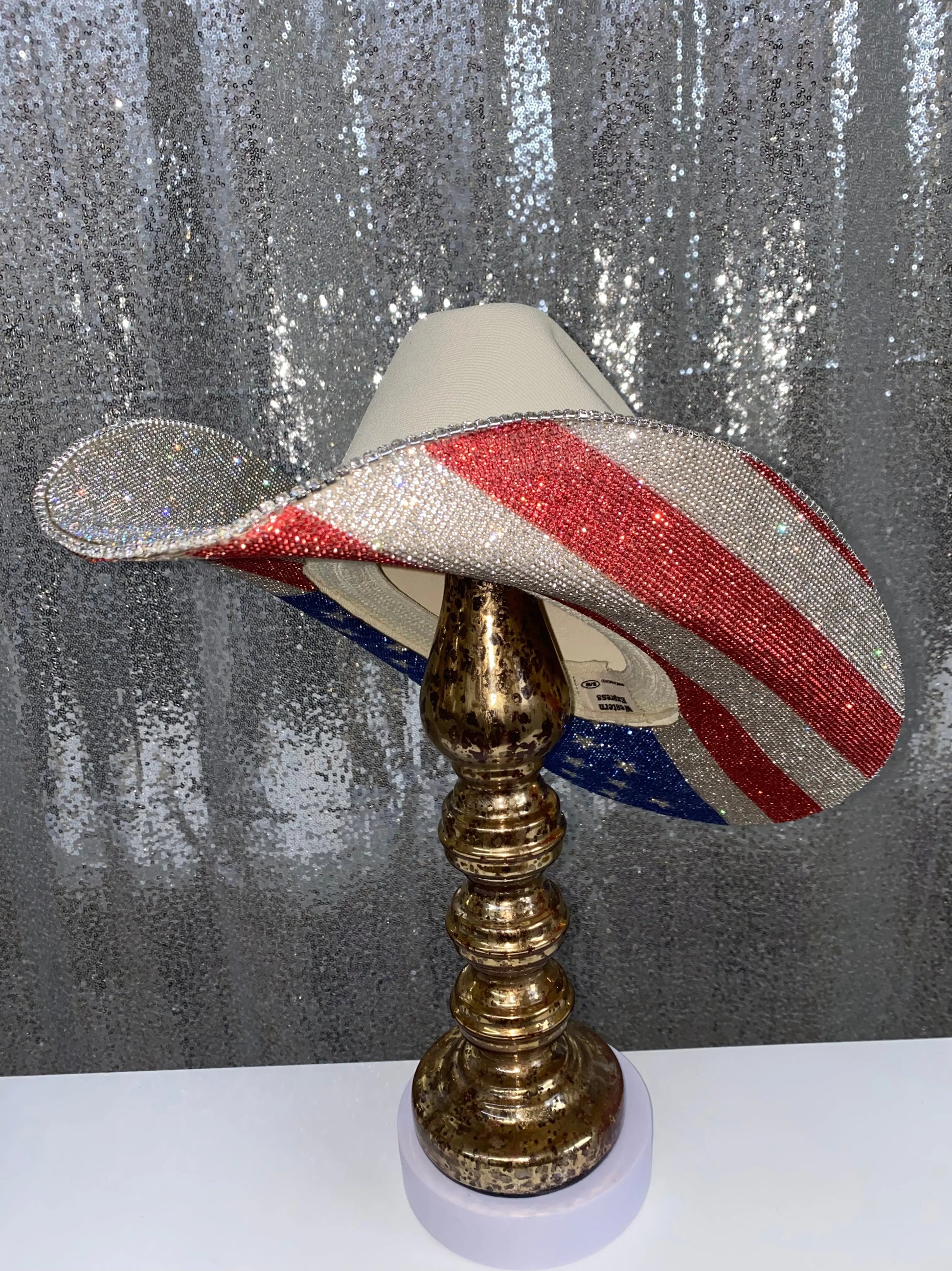 The "America" Hat on Sand Squared Styled Hat Rhinestone Cowgirl