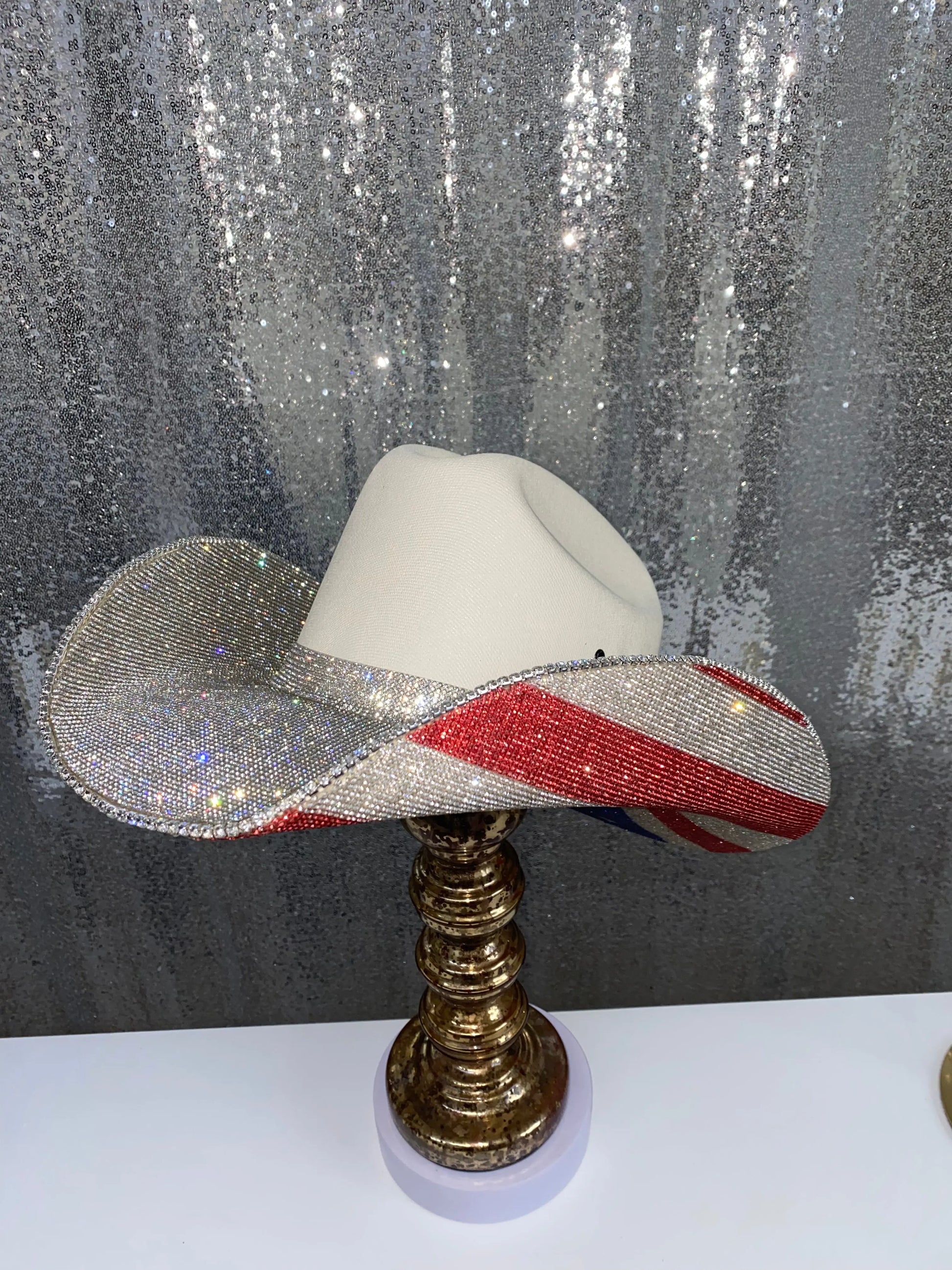 The "America" Hat on Sand Squared Styled Hat Rhinestone Cowgirl