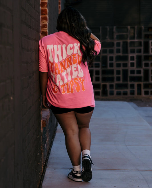 Thick, Tanned, Tatted, and Tipsy Graphic Tee Shop Karma Tees