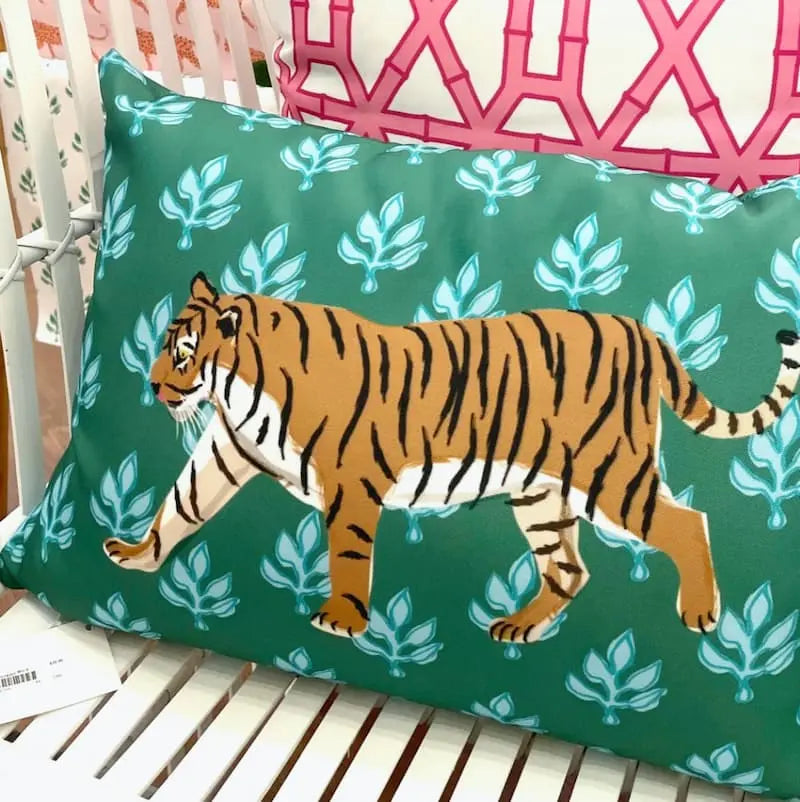 Tiger Flora Indoor/Outdoor Pillow - Square CB Studio