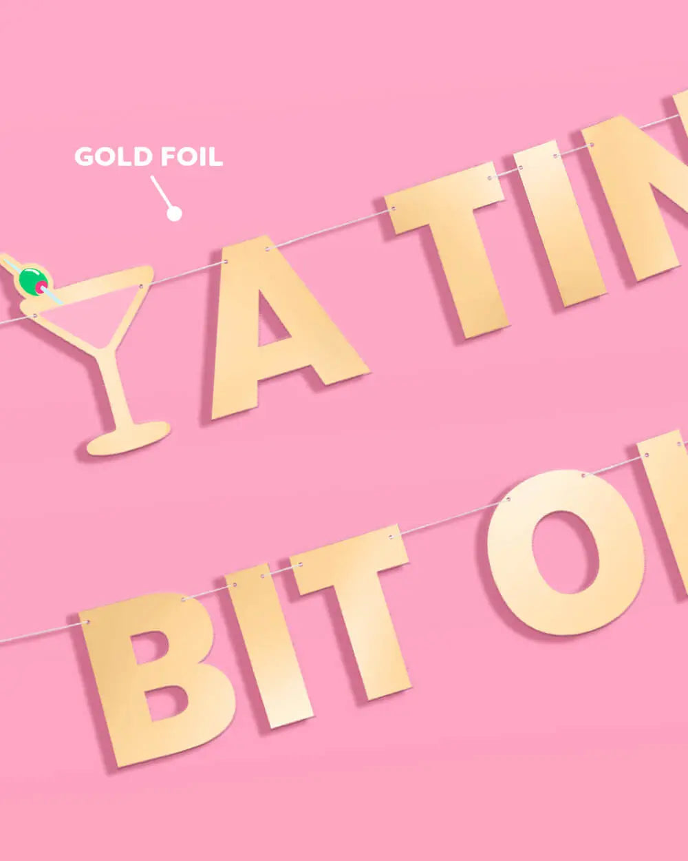 Tini Bit Older Banner - gold foil banner xo, Fetti