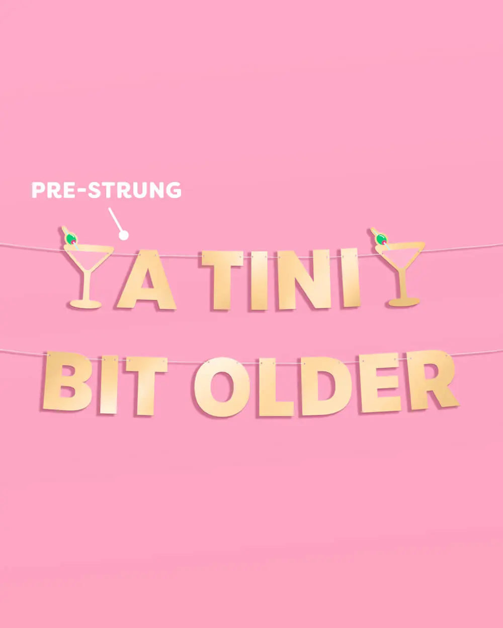 Tini Bit Older Banner - gold foil banner xo, Fetti
