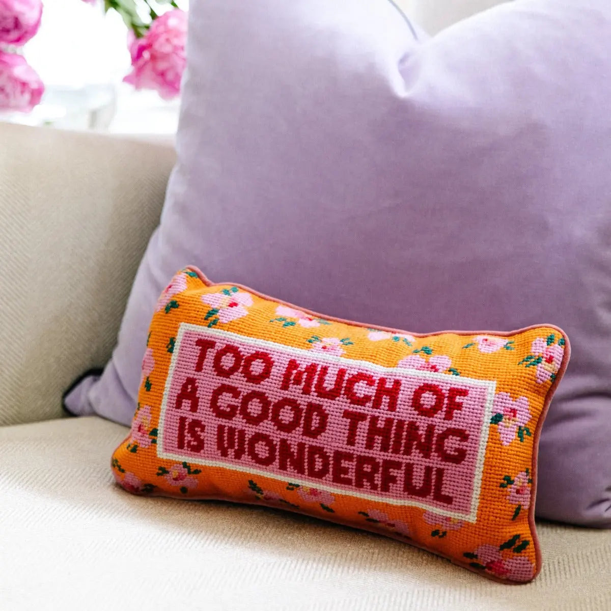 Too Much Needlepoint Pillow Furbish Studio