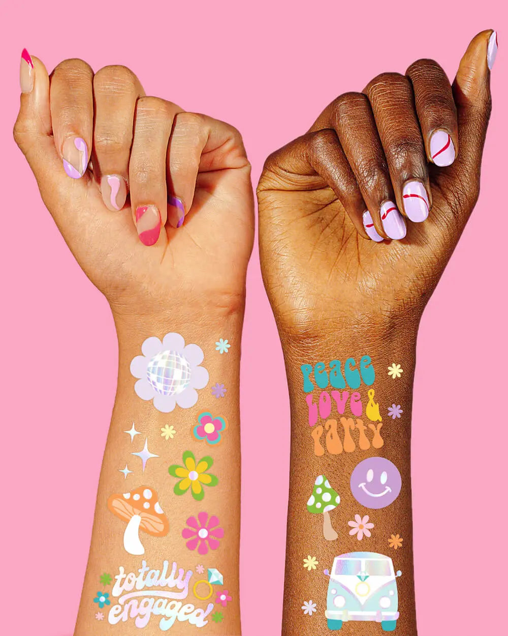 Totally Engaged Tats - 54 foil temporary tattoos xo, Fetti