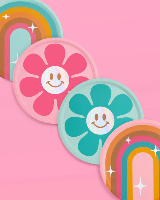 Totally Groovy Plates - 24 foil paper plates xo, Fetti