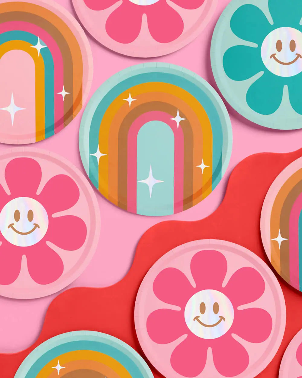 Totally Groovy Plates - 24 foil paper plates xo, Fetti