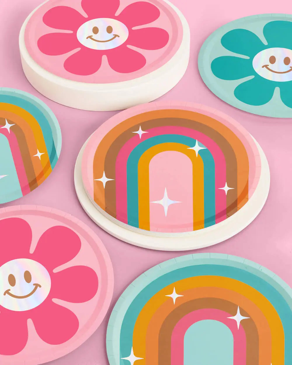 Totally Groovy Plates - 24 foil paper plates xo, Fetti