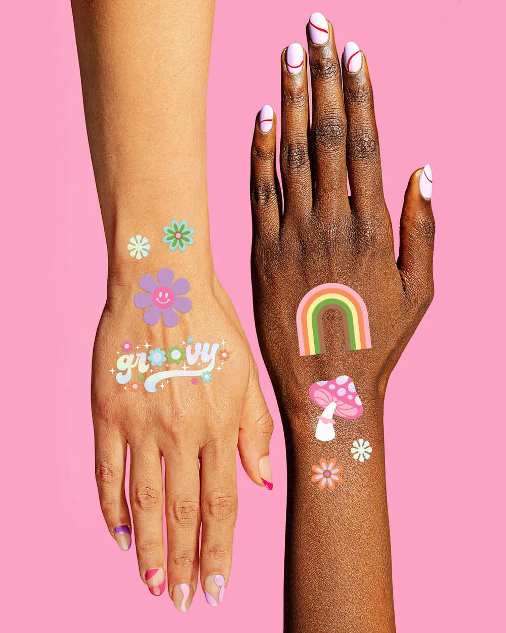 Totally Groovy Tats - 52 foil temporary tattoos xo, Fetti