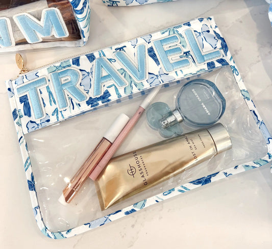 Travel - Blue Bow Clear Pouch KenzKustomz