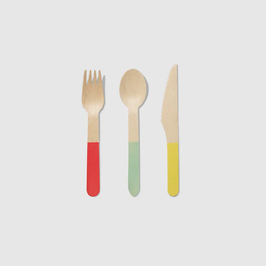 Tricolore Wooden Cutlery Set (30 per pack) Coterie