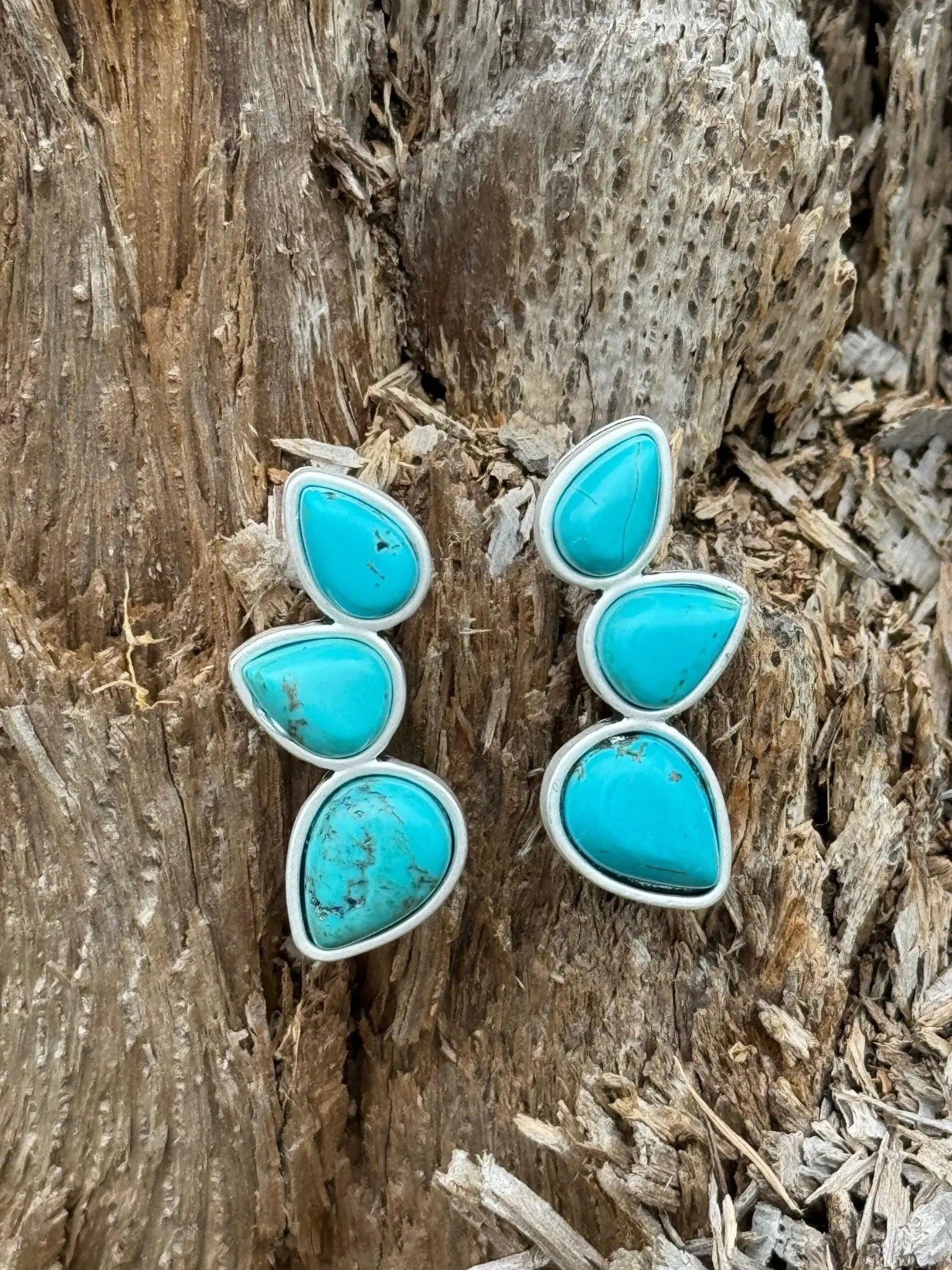 Trio Turquoise Stone Ear Climber Wild Junkie