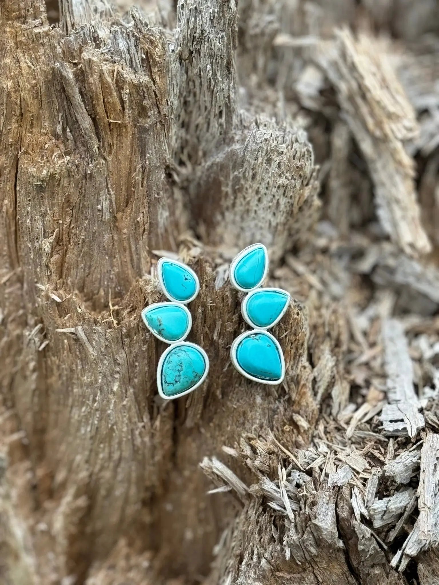 Trio Turquoise Stone Ear Climber Wild Junkie