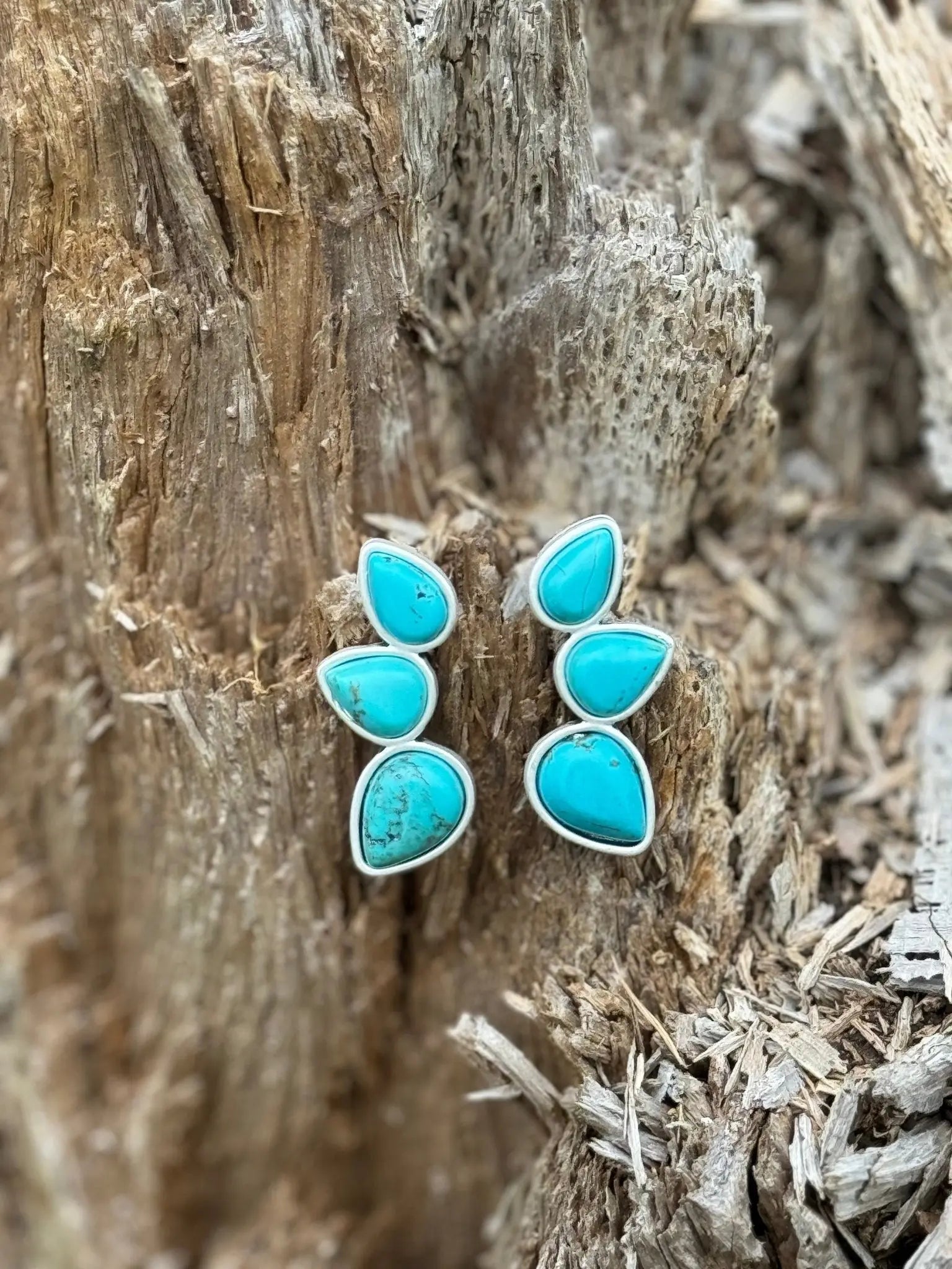 Trio Turquoise Stone Ear Climber Wild Junkie