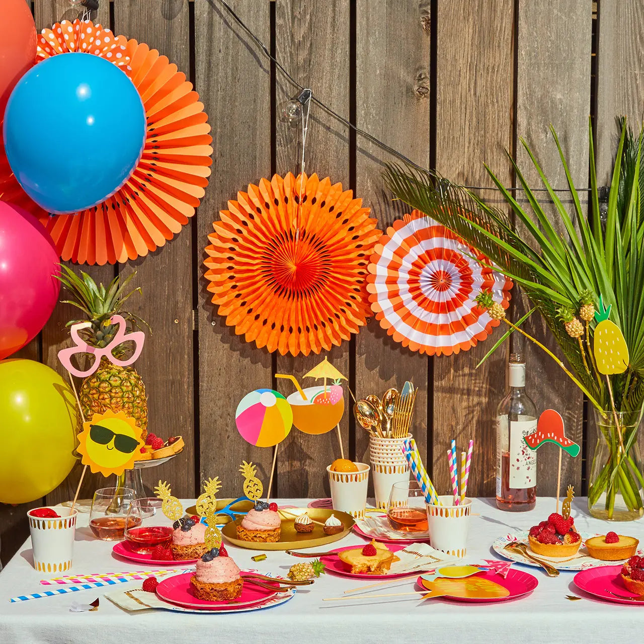 Tropical Coral Party Fans Coterie