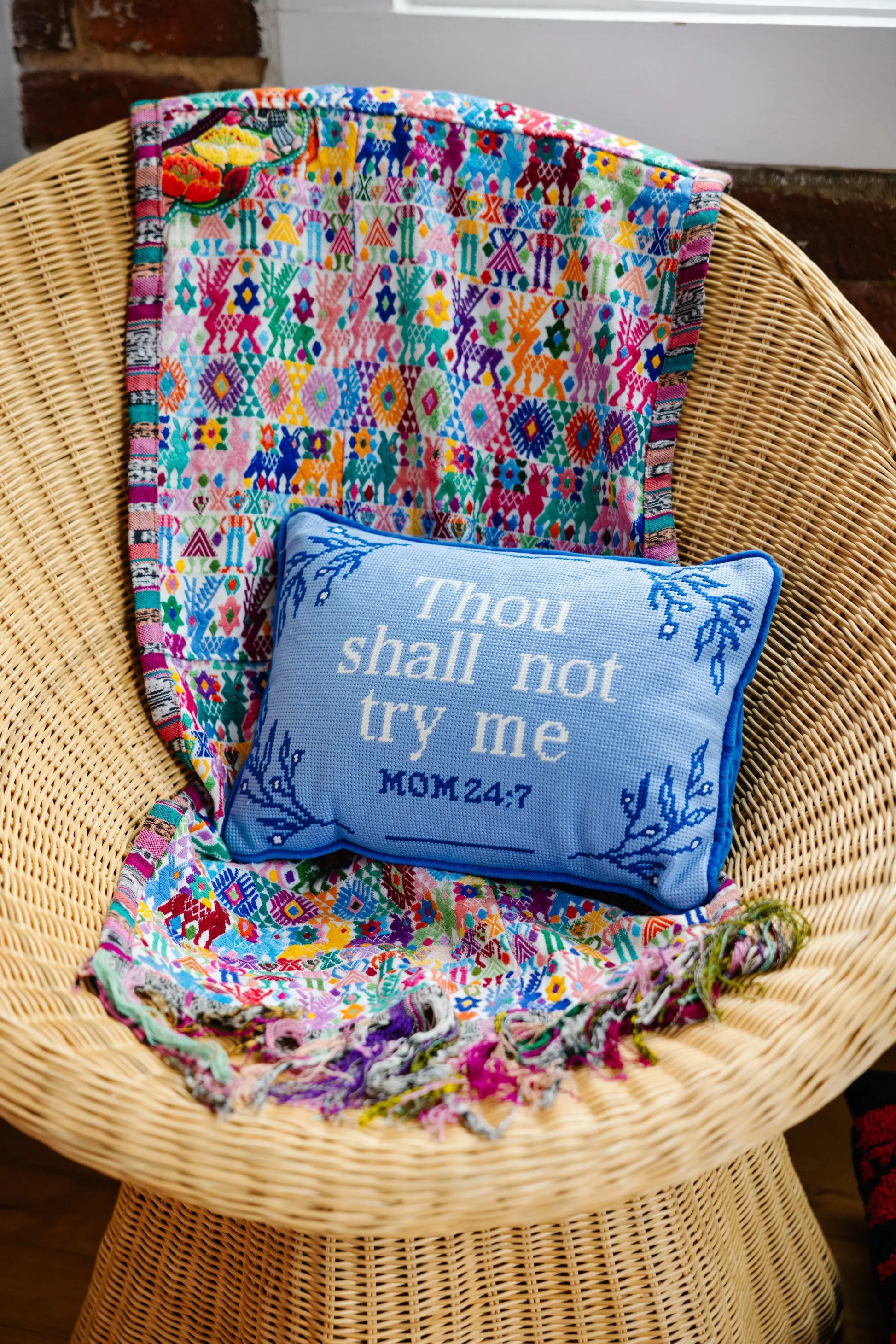 Try Me Needlepoint Pillow Furbish Studio