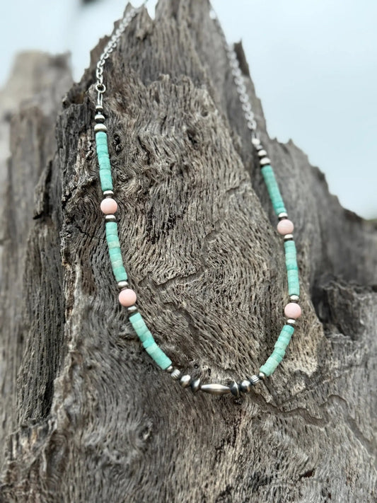 Turquoise And Blush Beaded Necklace Wild Junkie