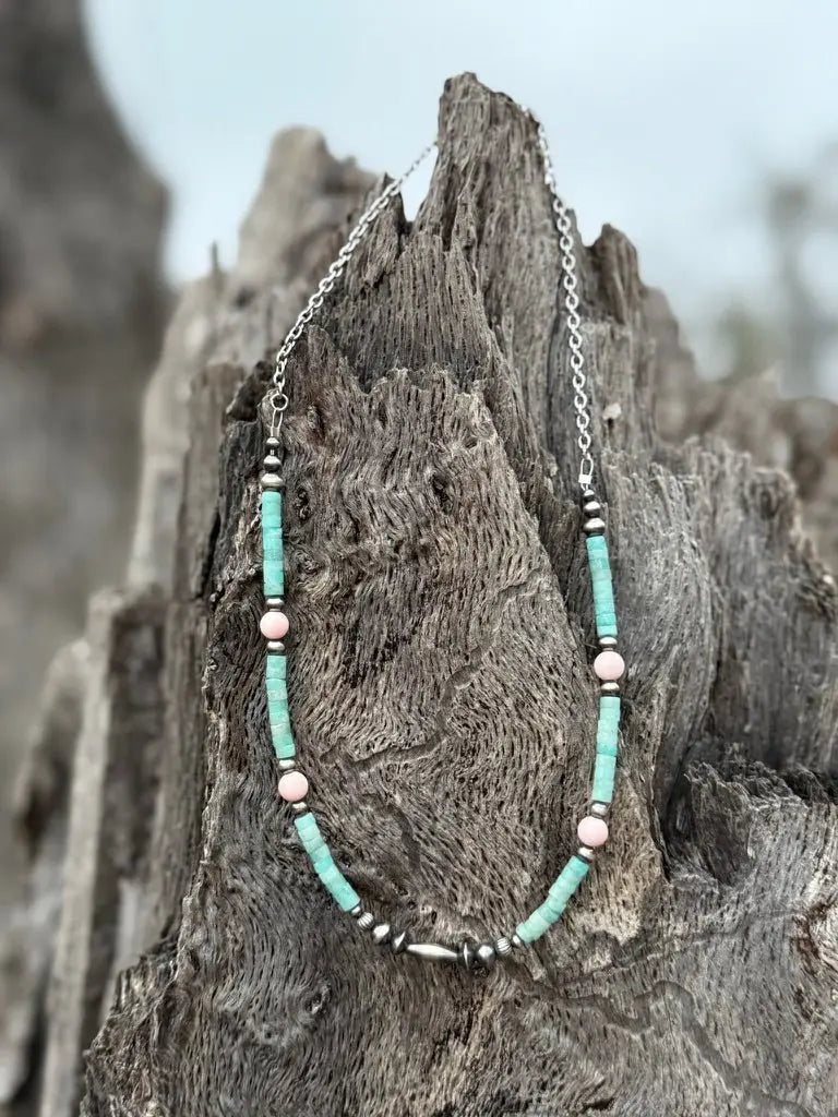 Turquoise And Blush Beaded Necklace Wild Junkie
