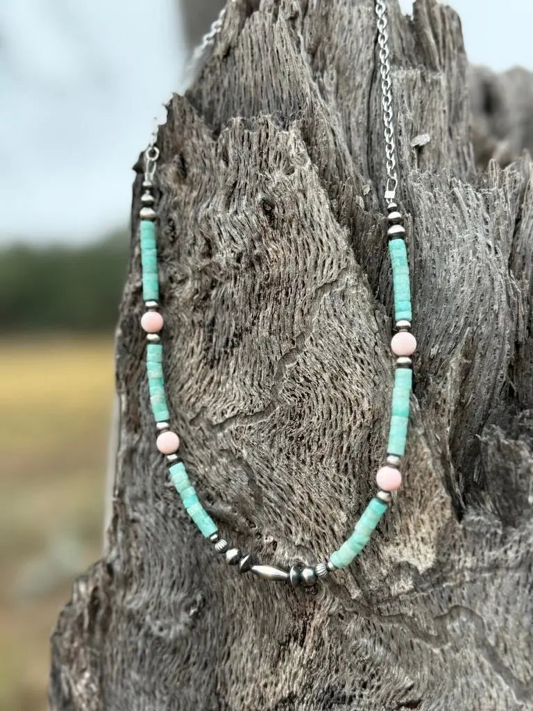 Turquoise And Blush Beaded Necklace Wild Junkie