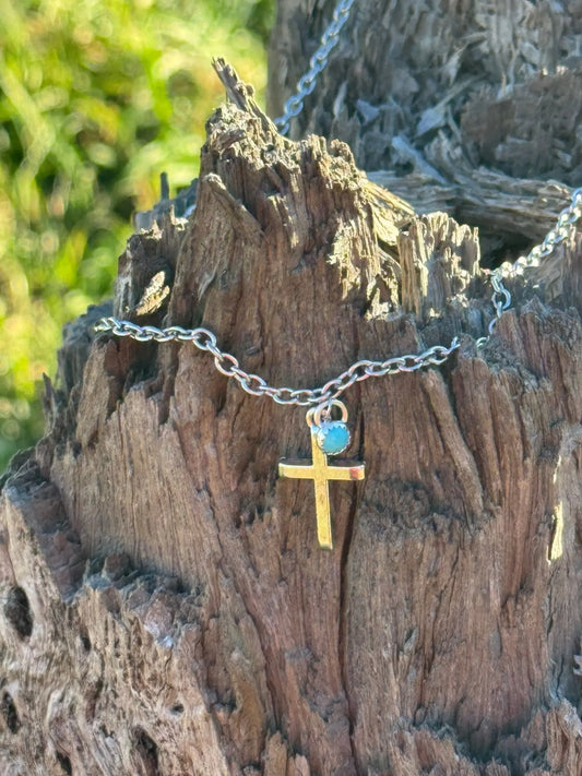 Turquoise Cross Pendant Chain Necklace Wild Junkie