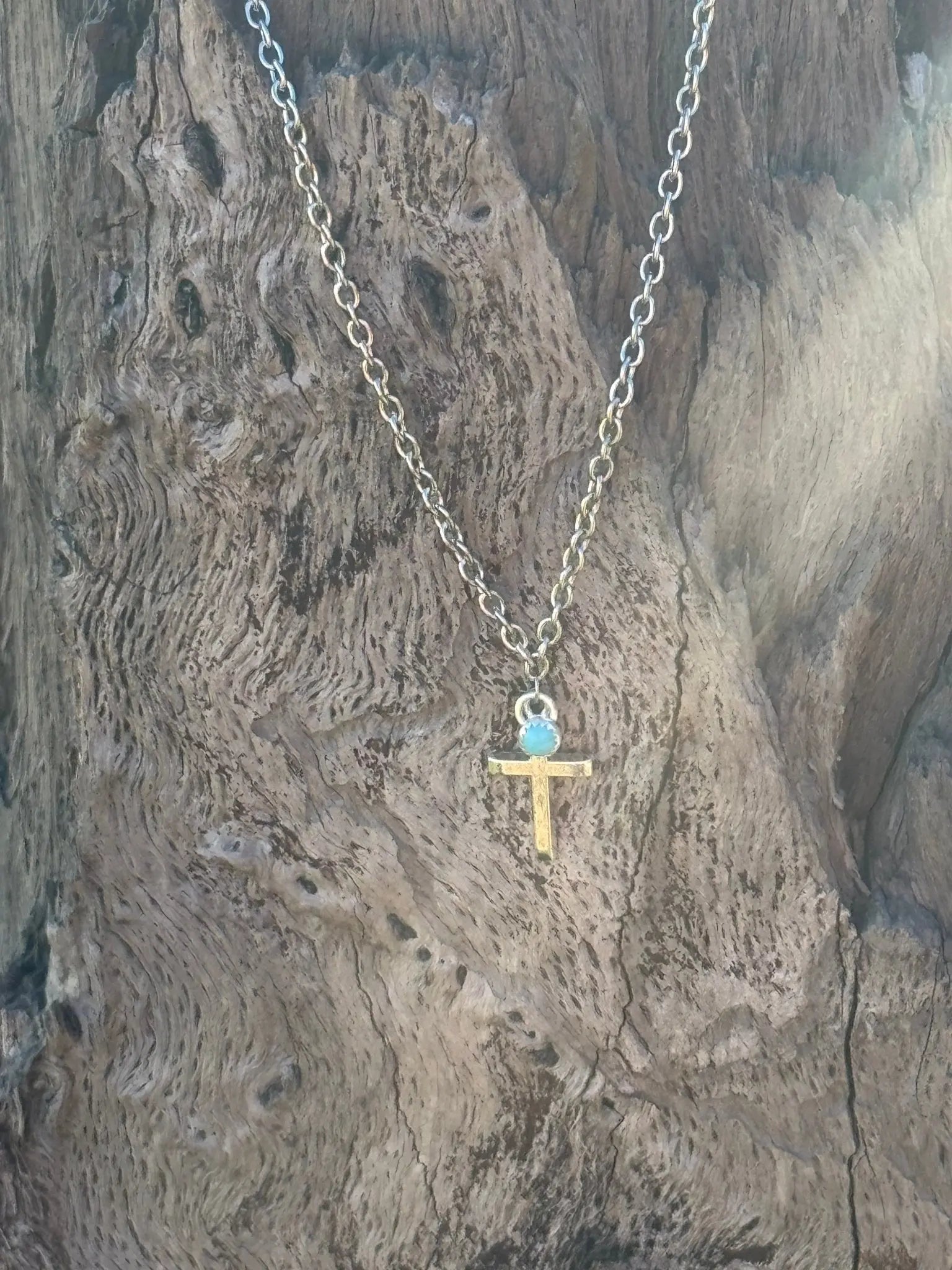 Turquoise Cross Pendant Chain Necklace Wild Junkie