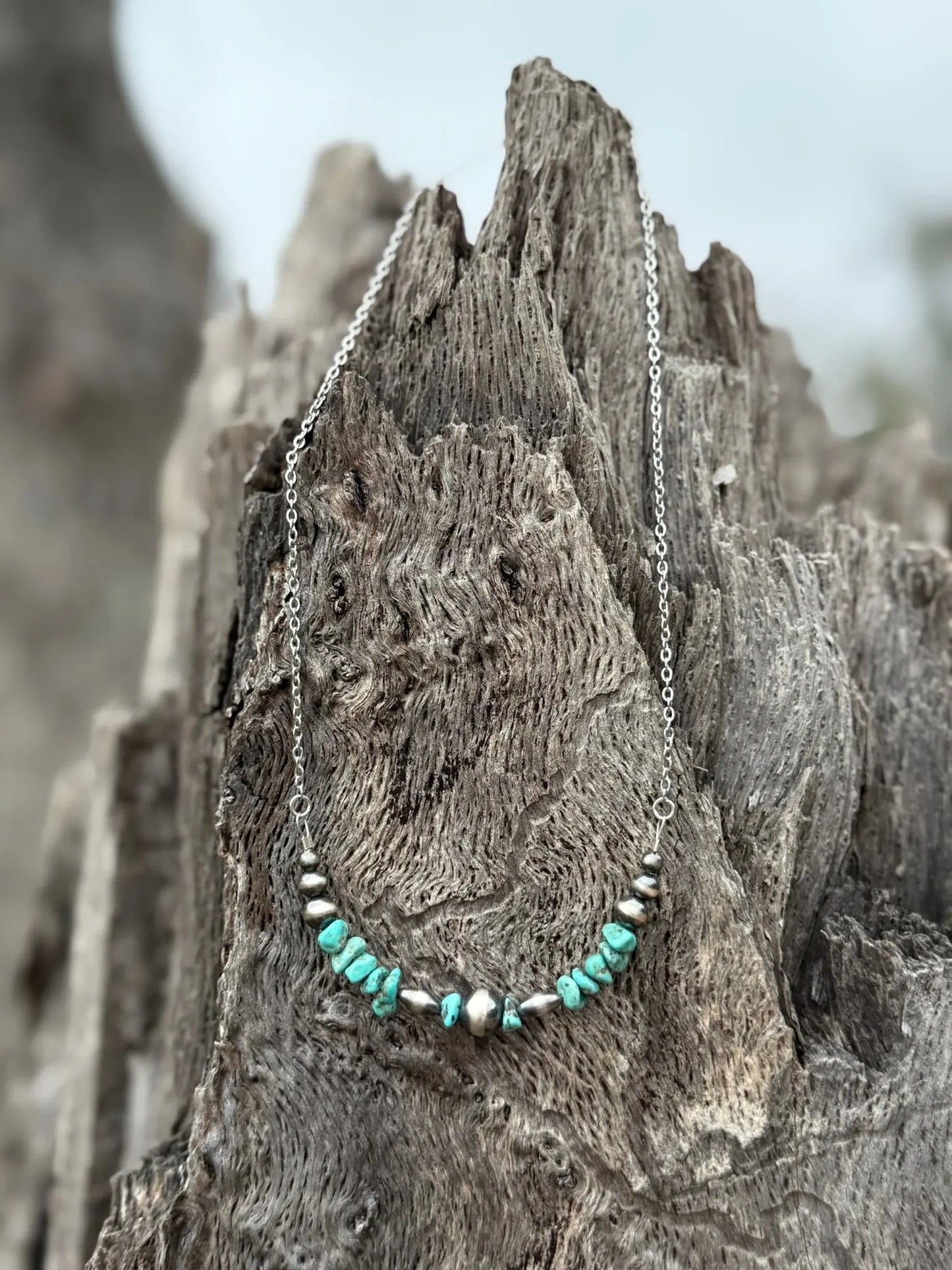 Turquoise Nugget And Pearls Chain Necklace Wild Junkie