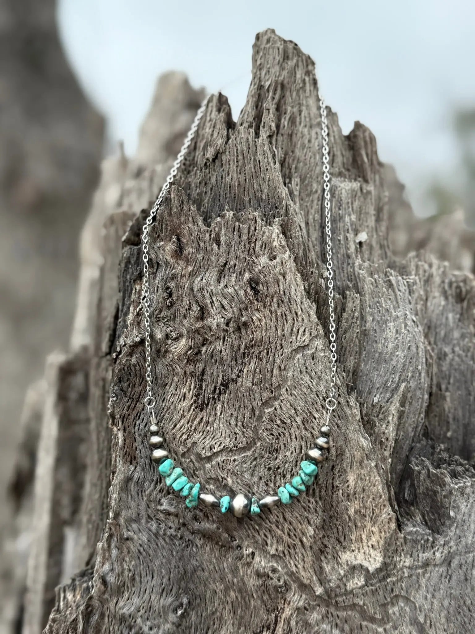 Turquoise Nugget And Pearls Chain Necklace Wild Junkie