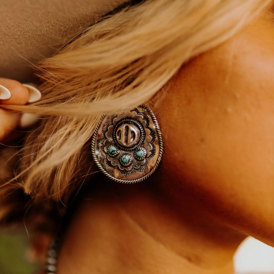 Turquoise Stone Cowgirl Hat Stud Earrings Wild Junkie