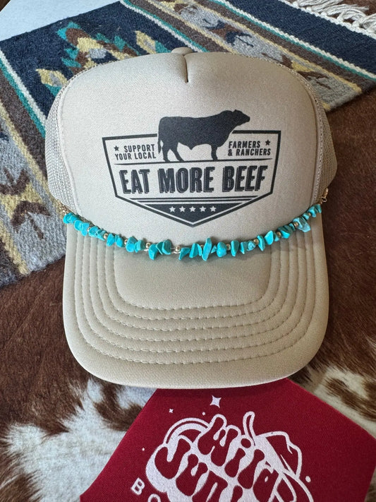 Turquoise and Gold Beads Trucker Hat Chain Wild Junkie