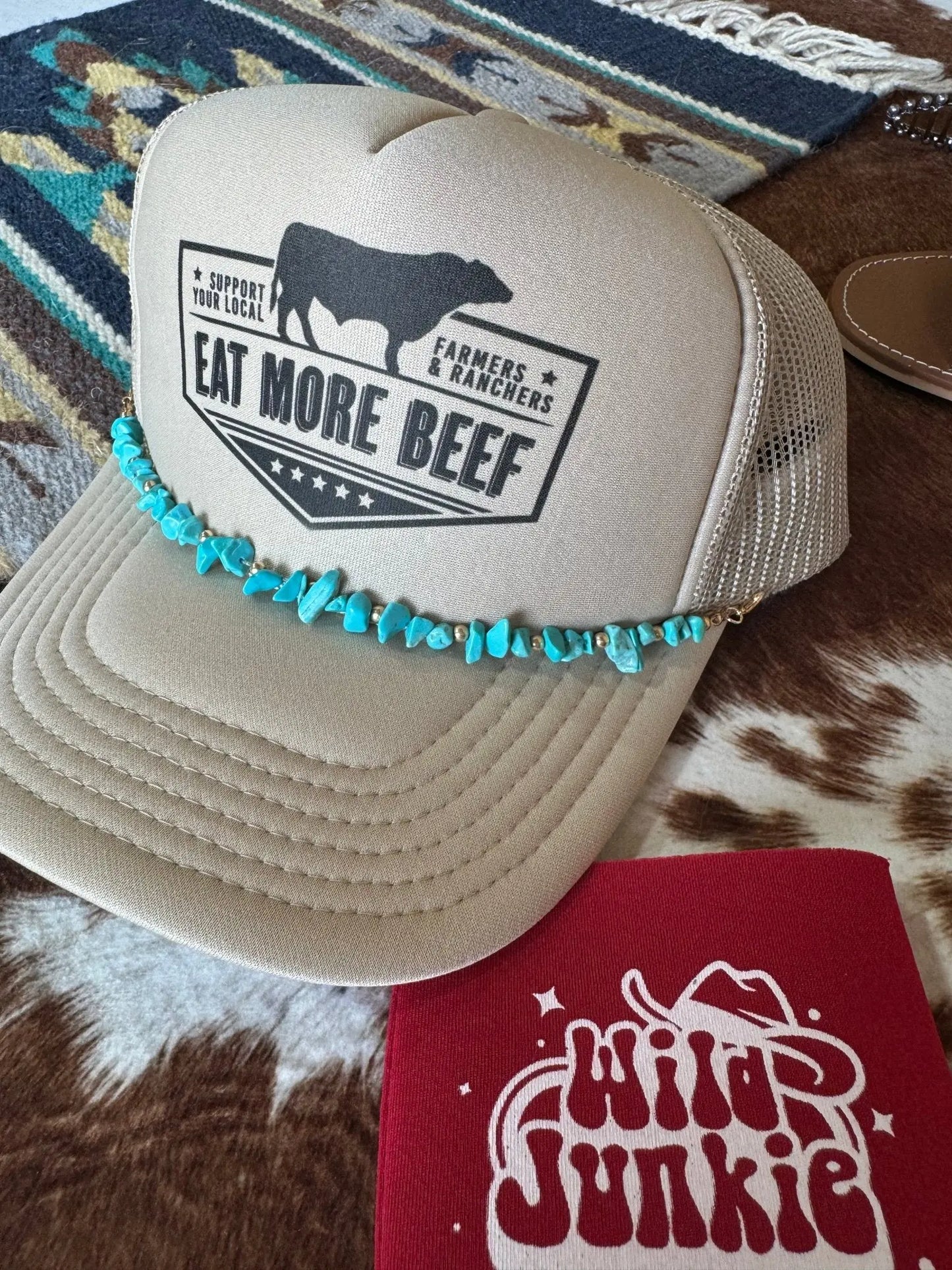 Turquoise and Gold Beads Trucker Hat Chain Wild Junkie