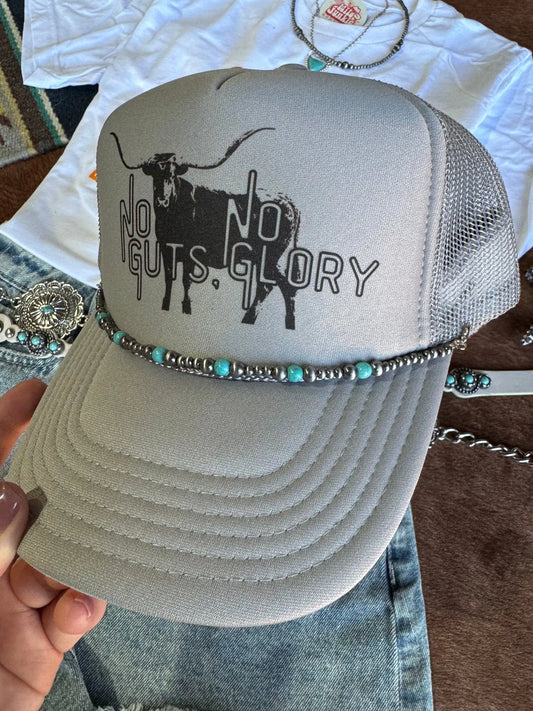 Turquoise and Silver Pearl Hat Chain Wild Junkie
