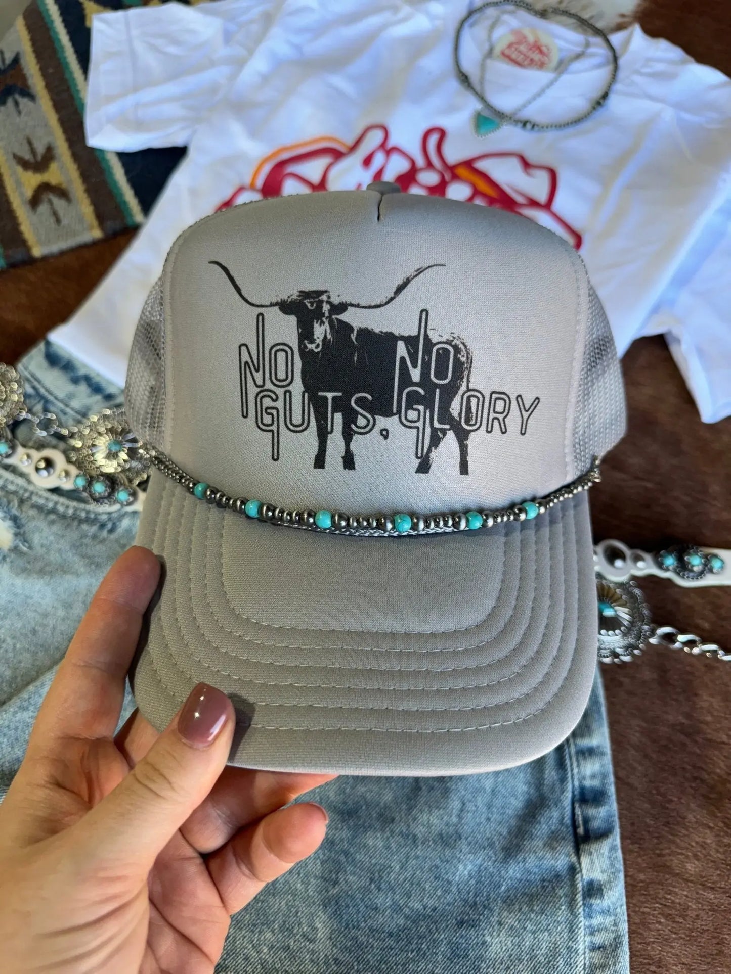 Turquoise and Silver Pearl Hat Chain Wild Junkie