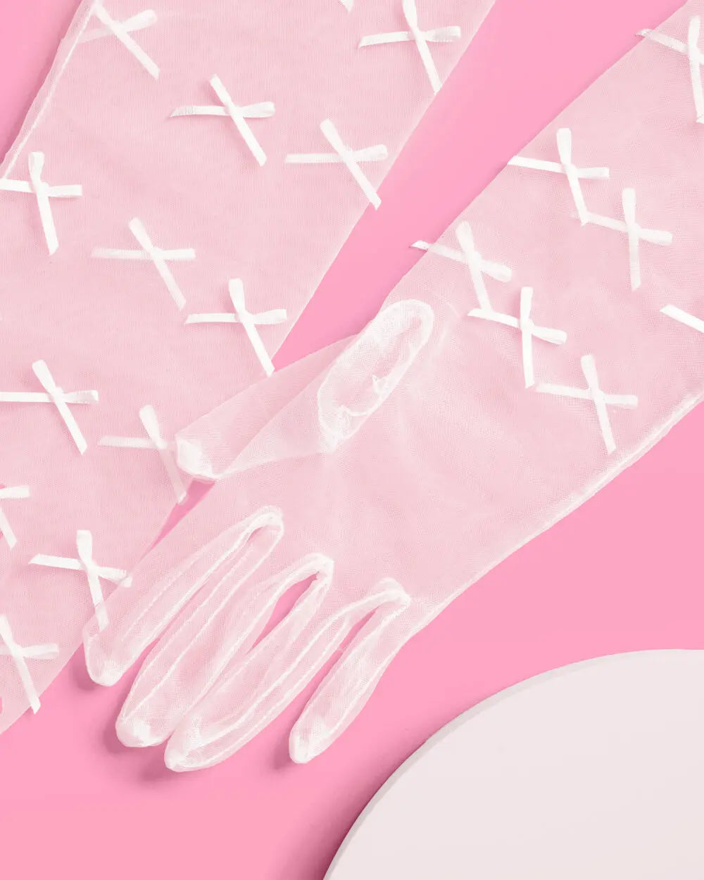 Tying the Knot Duo - mini bows veil + gloves xo, Fetti