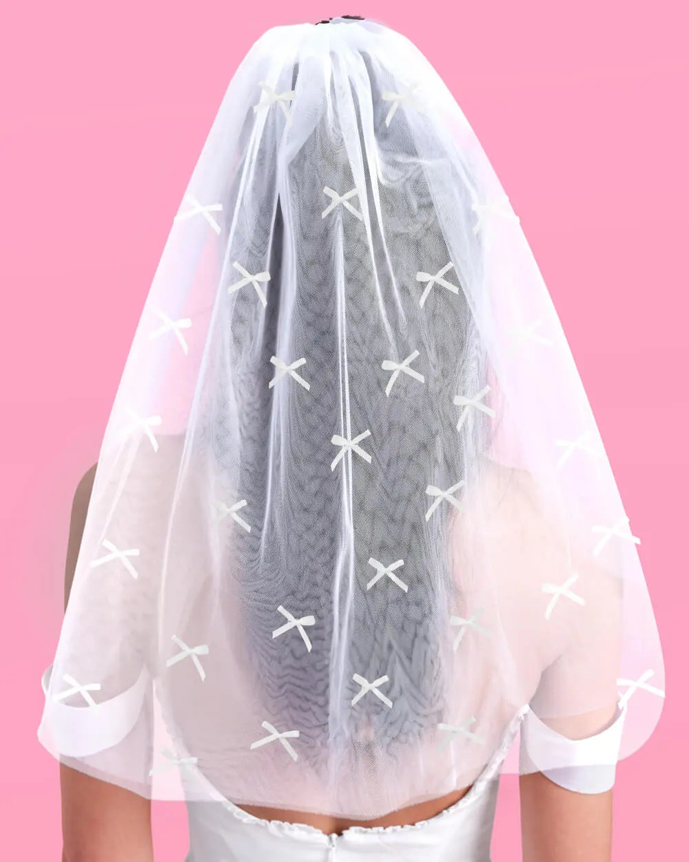 Tying the Knot Duo - mini bows veil + gloves xo, Fetti