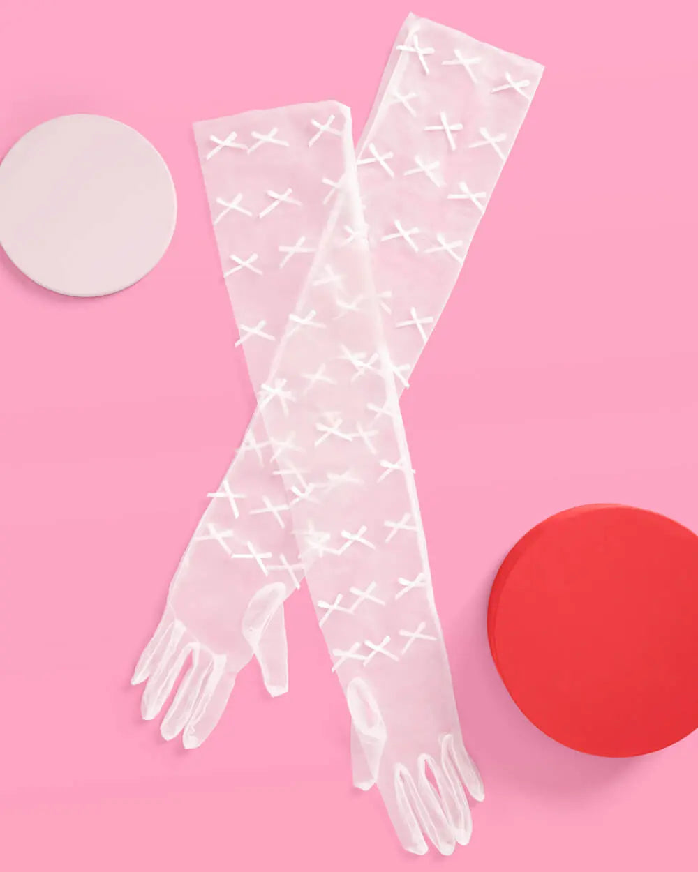 Tying the Knot Gloves - sheer bow gloves xo, Fetti