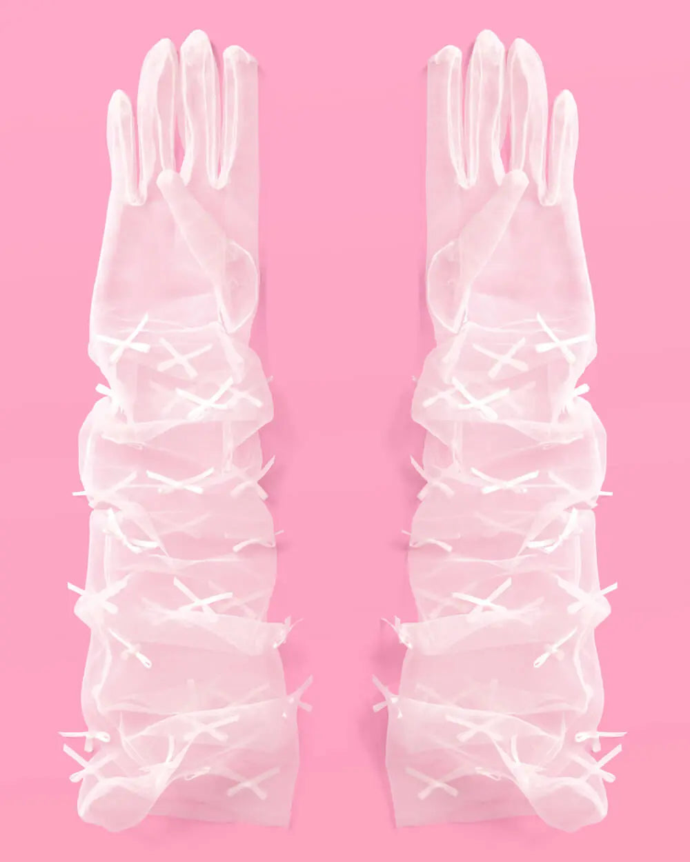 Tying the Knot Gloves - sheer bow gloves xo, Fetti