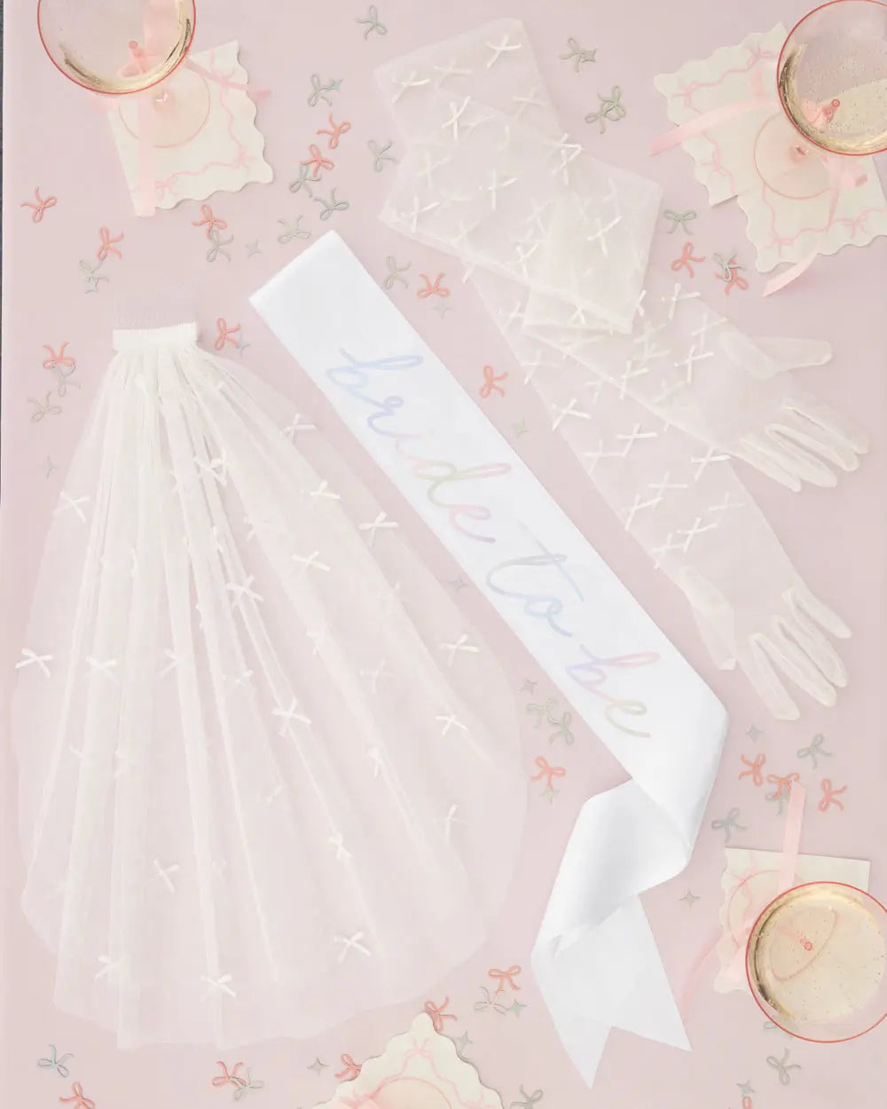 Tying the Knot Pack - sash, veil + gloves xo, Fetti